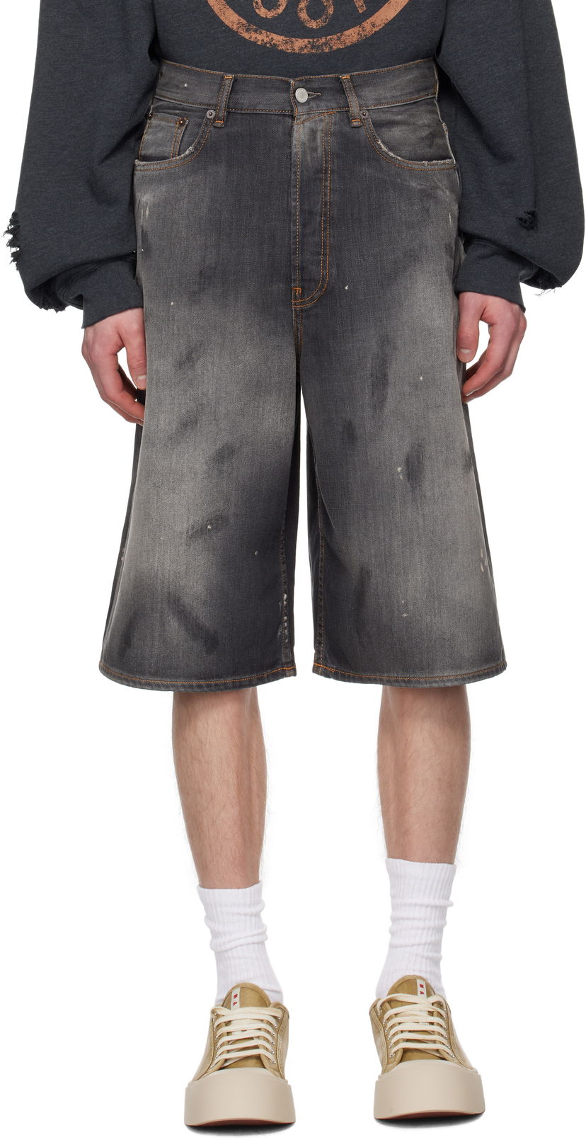 Shortsit Acne Studios Acne Studios Loose Fit Denim Shorts Harmaa | BE0173-