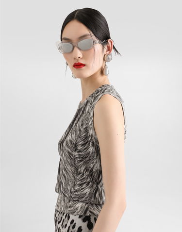 Tankkitoppi Dolce & Gabbana Dolce & Gabbana Silk Tank Top with Fur Print Harmaa | FXT04TJAHLAHI3VQ, 3