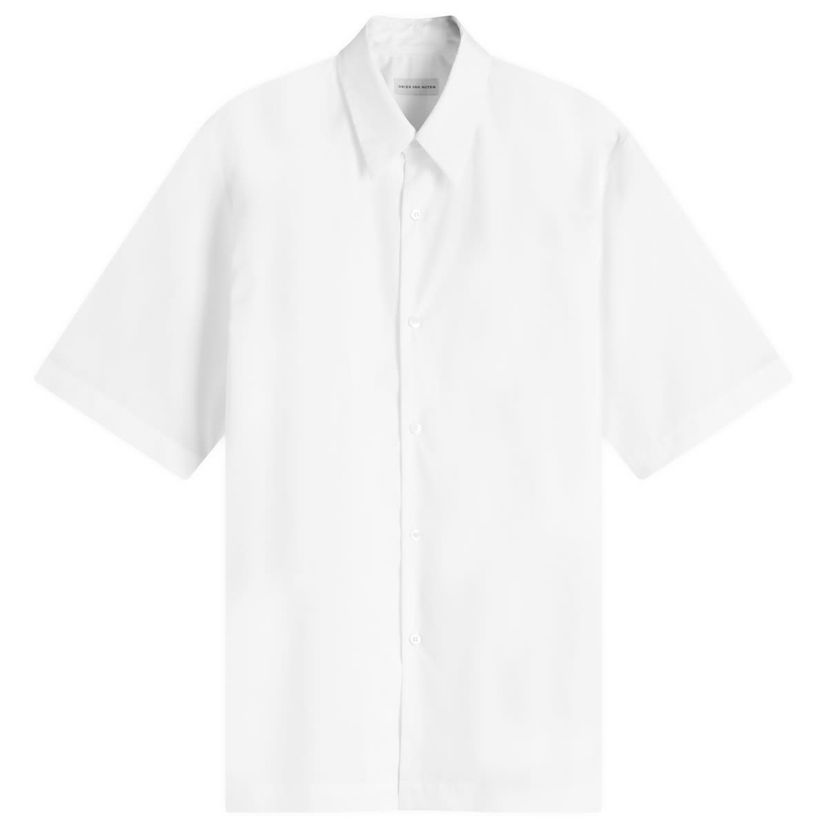 Paita Dries Van Noten Dries Van Noten Clasen Poplin Short Sleeve Shirt, Size Small Valkoinen | 251-020701-1466-001