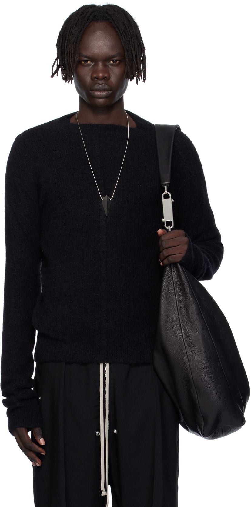 Villapaita Rick Owens Rick Owens Headon Pull Sweater Musta | RU02E1690 KWP