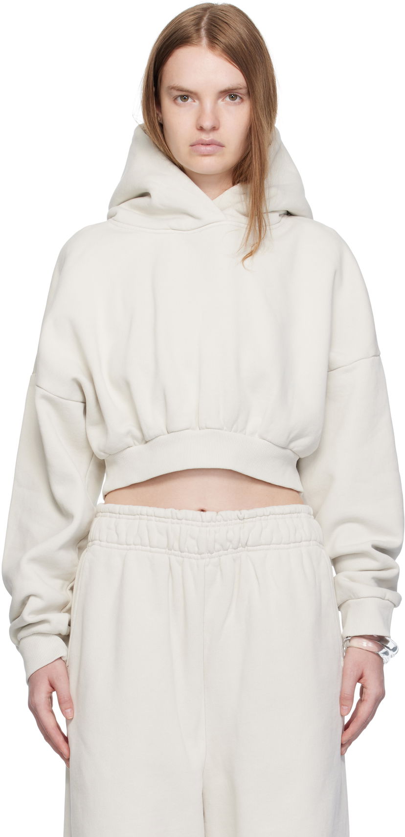 Huppari Entire Studios Entire Studios Cropped Heavy Hoodie Beige | ES2392RI