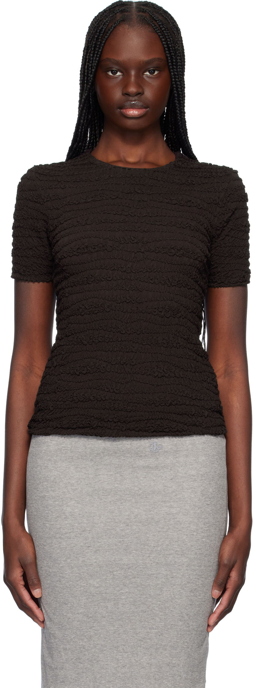 T-paita Jil Sander Jil Sander Embroidered Short Sleeve T-Shirt Musta | J02NF0006_J20266