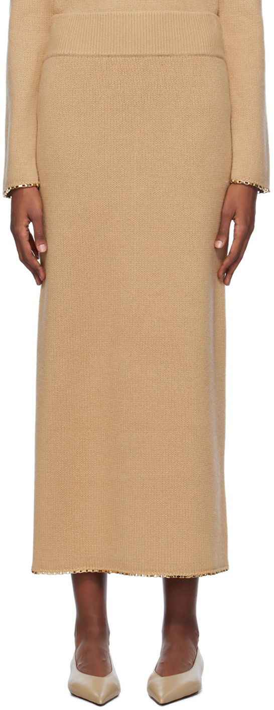Hame TOTEME TOTEME Chain-Edge Maxi Skirt Beige | 241-WRB1074-YA0004