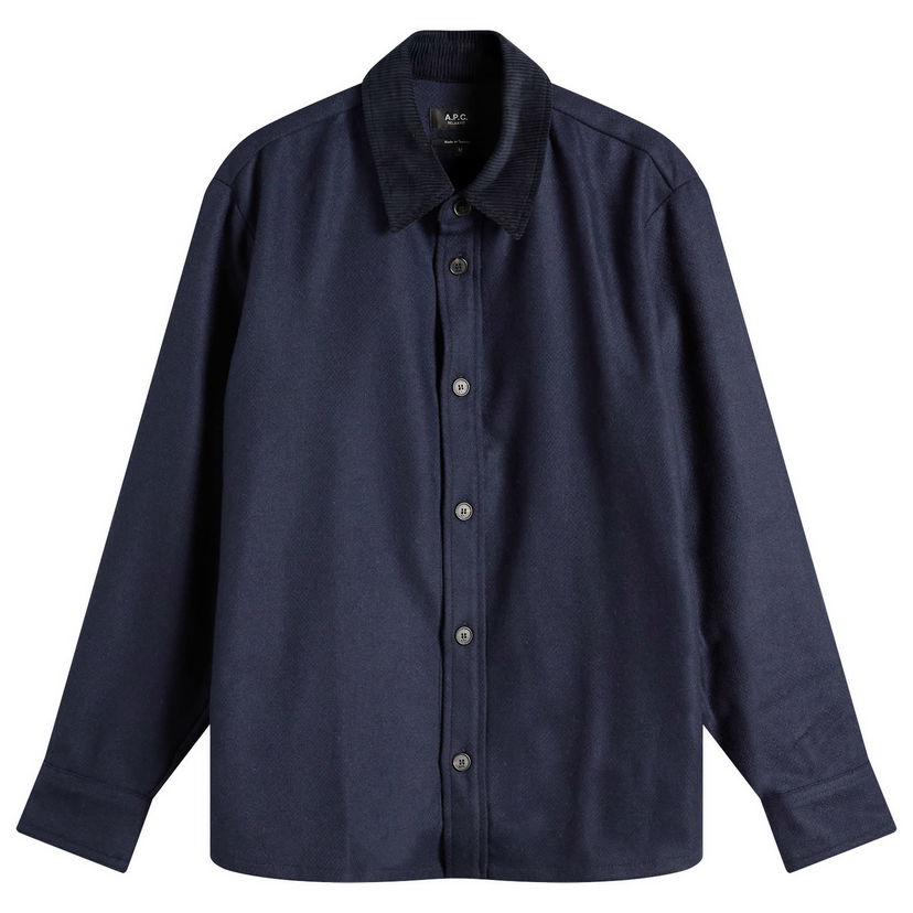Paita A.P.C. Bernado Wool Overshirt, Size Small Tummansininen | WVBCV-H32030-PIA