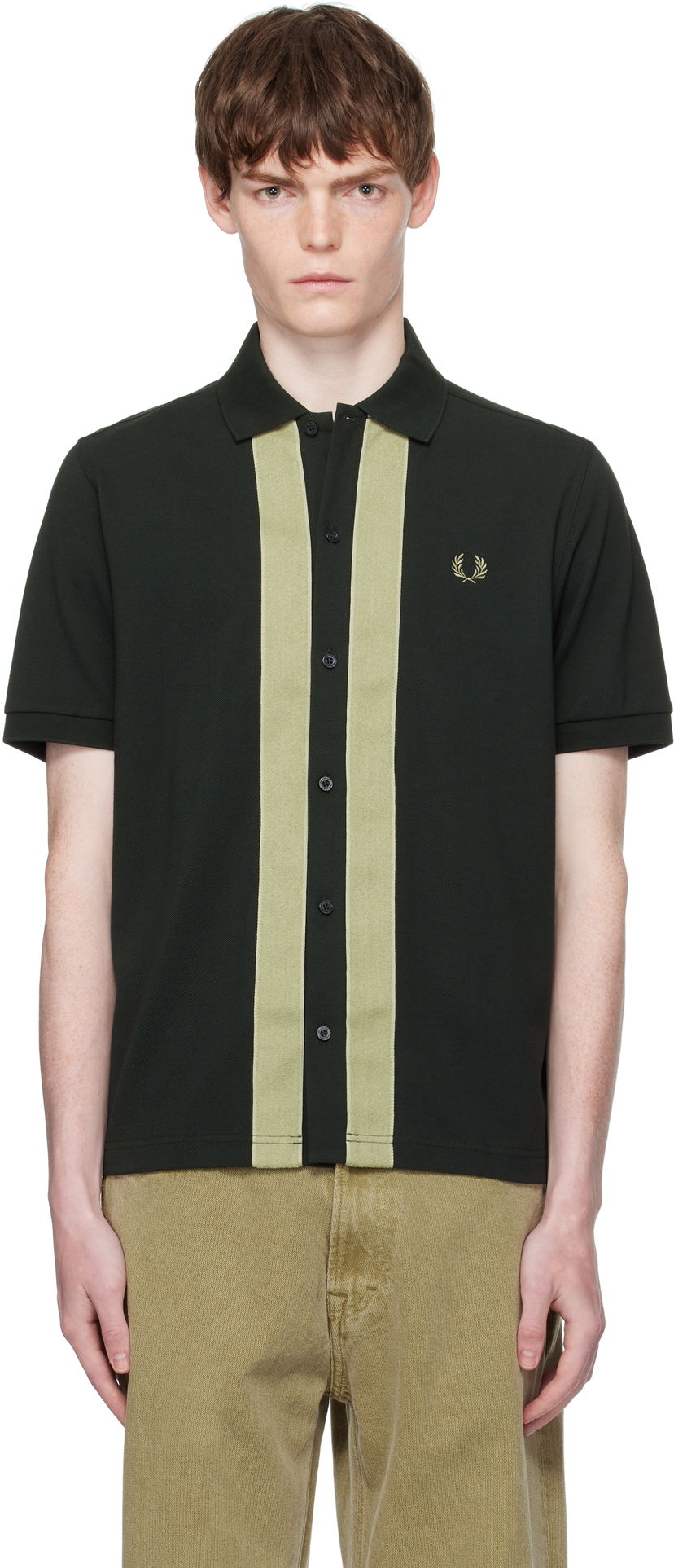 Poolopaita Fred Perry Fred Perry Chenille Tape Button Through Polo Vihreä | M9907