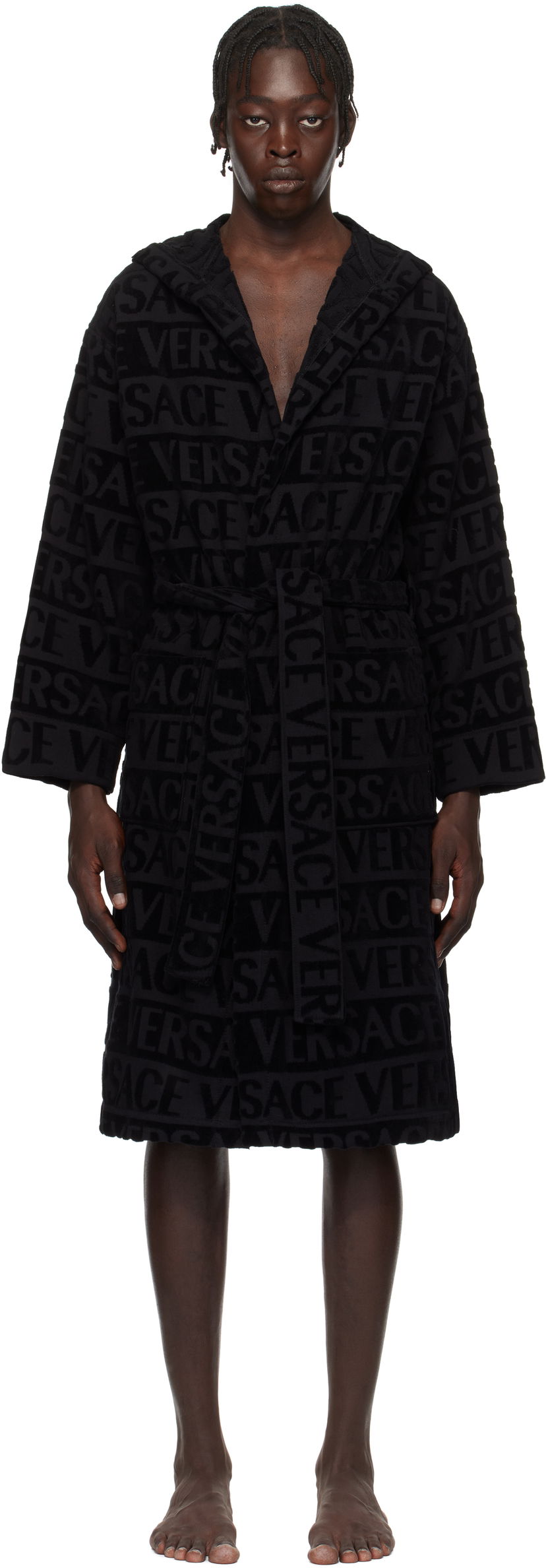 Pyjama Versace Versace 'Versace' Allover Bathrobe Musta | 1010660_1A07545