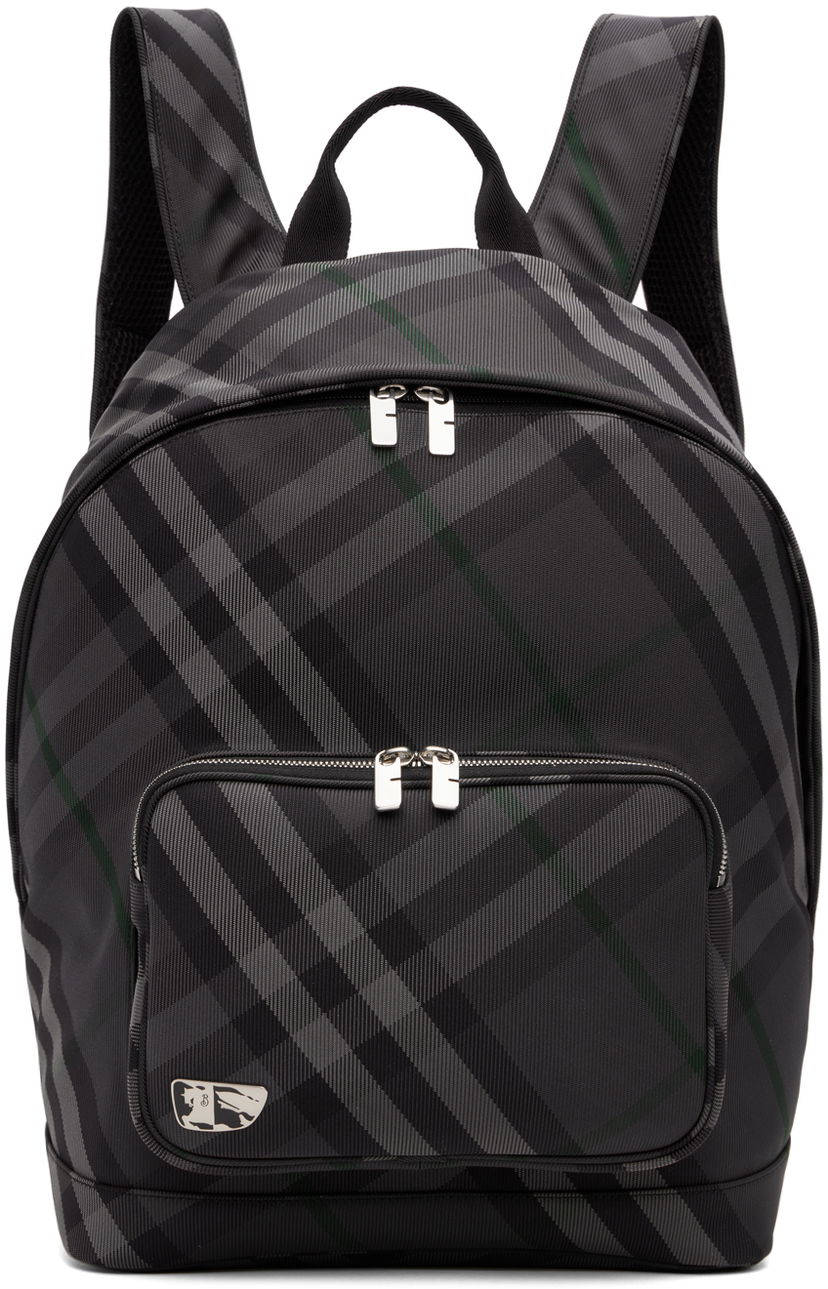 Reppu Burberry Burberry Grid Print Backpack Musta | 8097347
