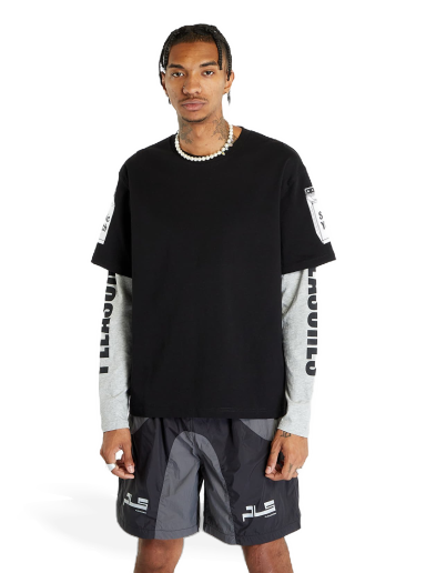 T-paita Pleasures Becuz Layered Long Sleeve Musta | P23SY008 BLACK/GREY