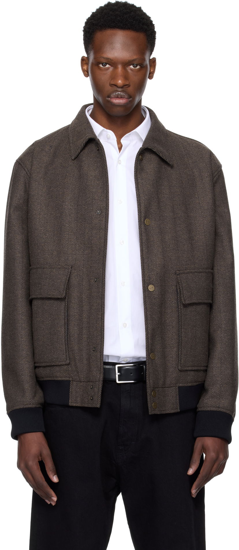 Bomber-takki BOSS Hugo Herringbone Bomber Jacket Ruskea | 50542617