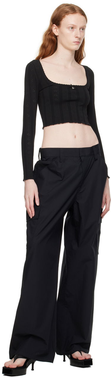 Villapaita Alexander Wang Alexander Wang.t Hardware Long Sleeve Cropped Top Musta | 4KC3231021, 3
