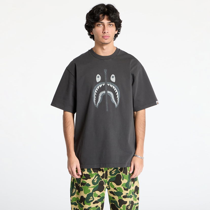T-paita BAPE Garment Dye Shark Relaxed Fit Tee Harmaa | 001CSK801316M BLK
