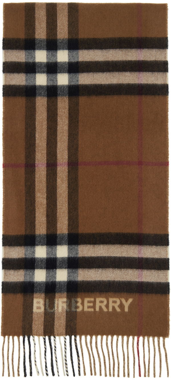 Huivi Burberry Check Scarf Beige & Brown Contrast Ruskea | 8045329