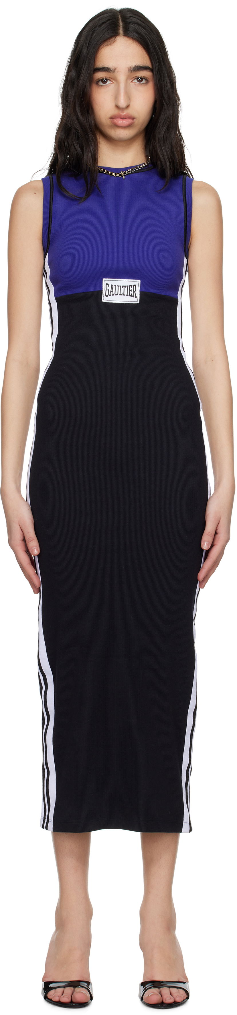 Mekko Jean Paul Gaultier Jean Paul Gaultier Cotton Ribbed Midi Dress Musta | 25/34-F-RO408P-J088-5900