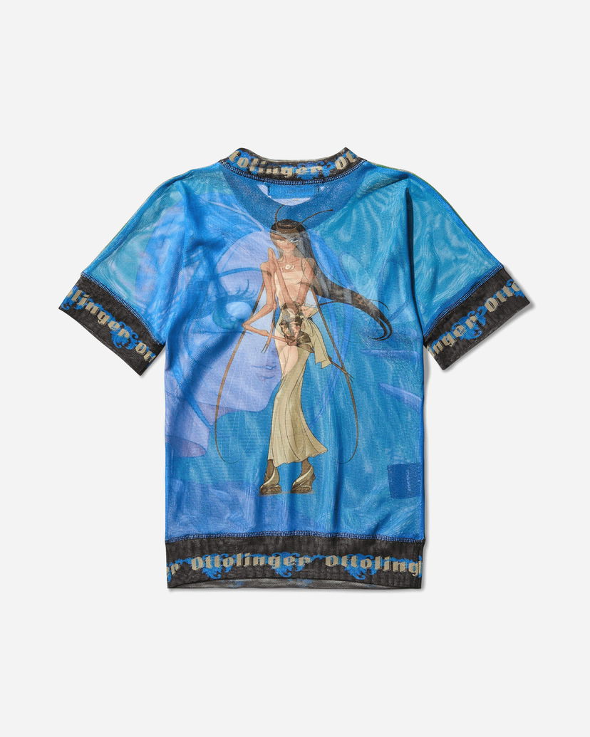 T-paita Ottolinger Julien Ceccaldi Printed Mesh T-Shirt Sininen | 10110040105 PRIGRN
