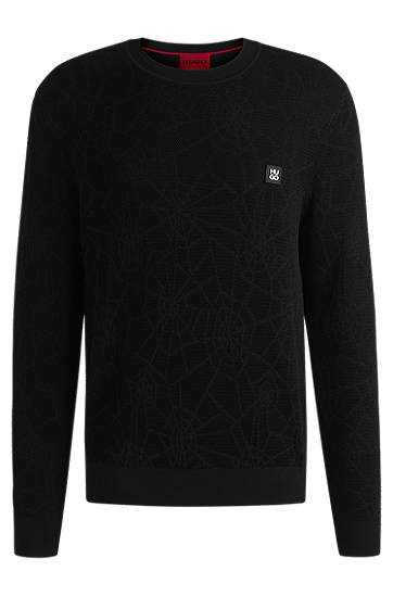Villapaita BOSS Regular-Fit Spiderweb Sweater Musta | 50532075
