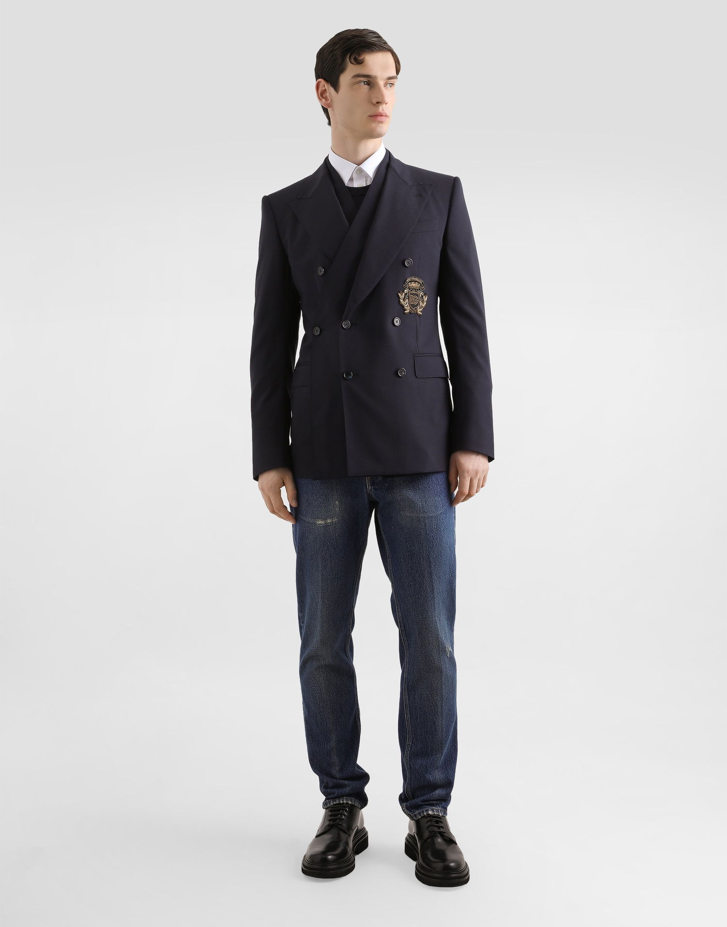 Takki Dolce & Gabbana Dolce & Gabbana Double-breasted Sicilia Wool Canvas Jacket Tummansininen | G2VE2ZFUBF2B0665, 1