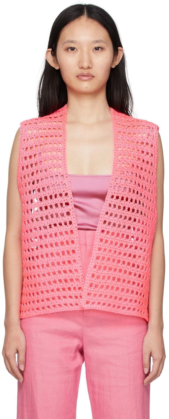 Liivi Jacquemus Crochet Open Front Vest Vaaleanpunainen | 22E225JA009-1048