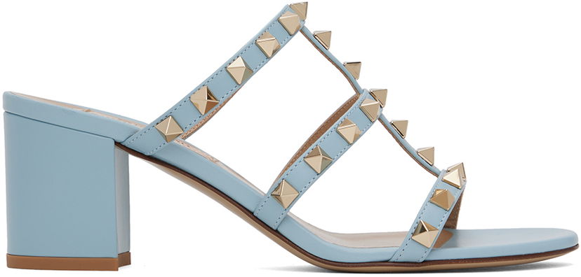 Asusteet Valentino Valentino Garavani Rockstud Calfskin Heeled Sandals Sininen | 5W2S0C47VOD