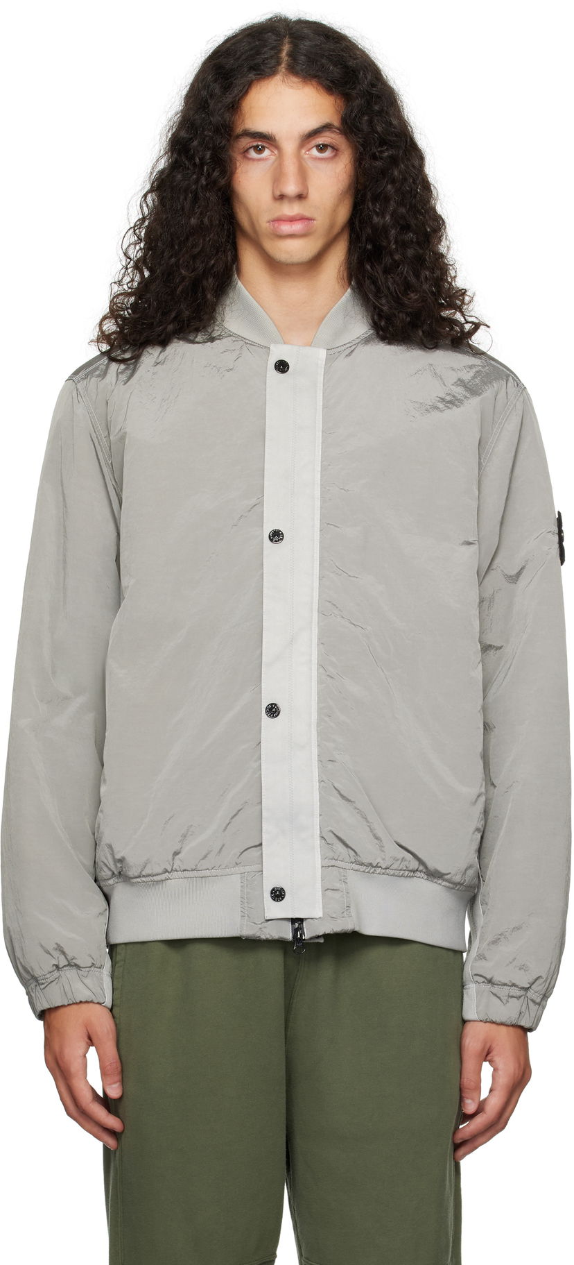 Bomber-takki Stone Island Nylon Metal Bomber Jacket Harmaa | 811544919
