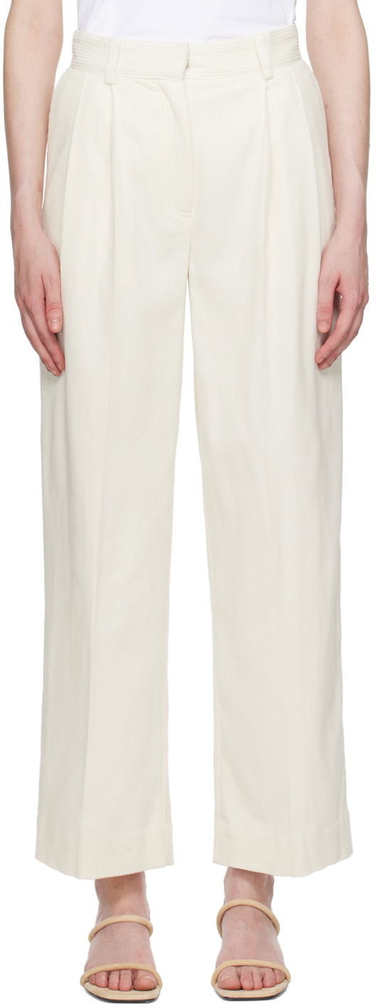 Housut TOTEME TOTEME Pleated Wide-Leg Trousers Valkoinen | 243-WRB0202-FB0191