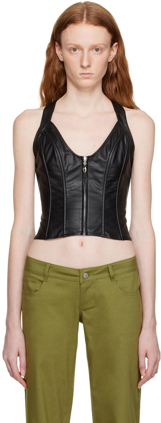 Tankkitoppi Miaou Miaou Hannah Jewett Edition Valda Faux-Leather Tank Top Musta | 7056PUBLK