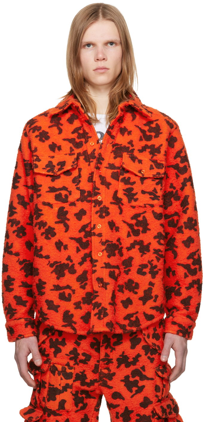 Paita ERL ERL Printed Fleece Shirt Oranssi | ERL07B023