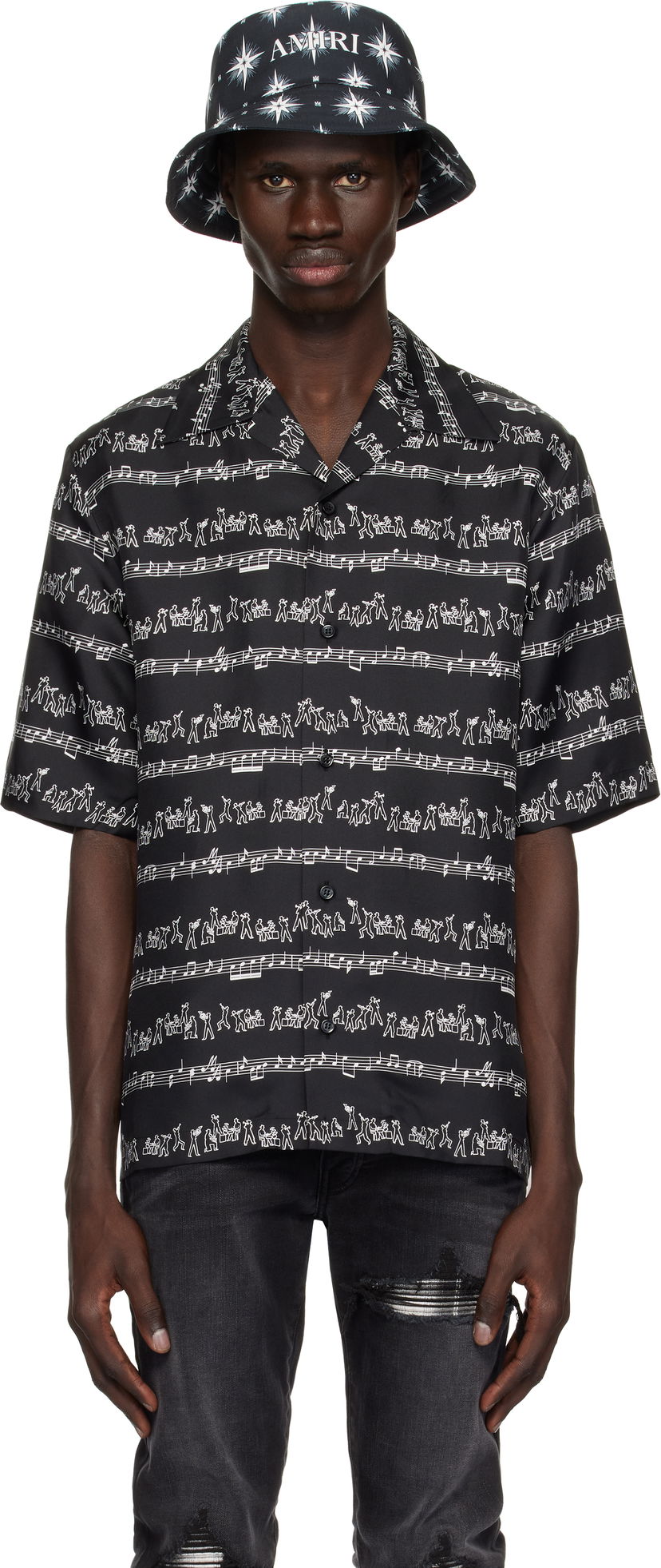 Paita AMIRI AMIRI Jazz Band Print Shirt Musta | AMSTCA1106