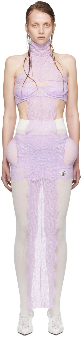 Mekko Jean Paul Gaultier Jean Paul Gaultier Shayne Oliver Edition Lace Minidress Violetti | 24/27-F-RO167P-C047-29