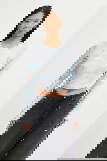 Crop top Fiorucci Beatitudo Print Long Sleeve Crop Monivärinen | W25FWTLO003LY01BL02, 0