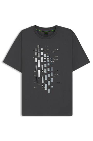 T-paita BOSS Stretch Cotton Tee with Geometric Print Harmaa | 50543808