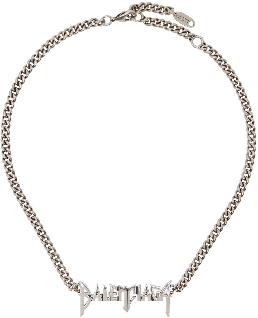 Kaulakoru Balenciaga Gunmetal Typo Metal Necklace Metallinen | 787781-TZ99I-0911