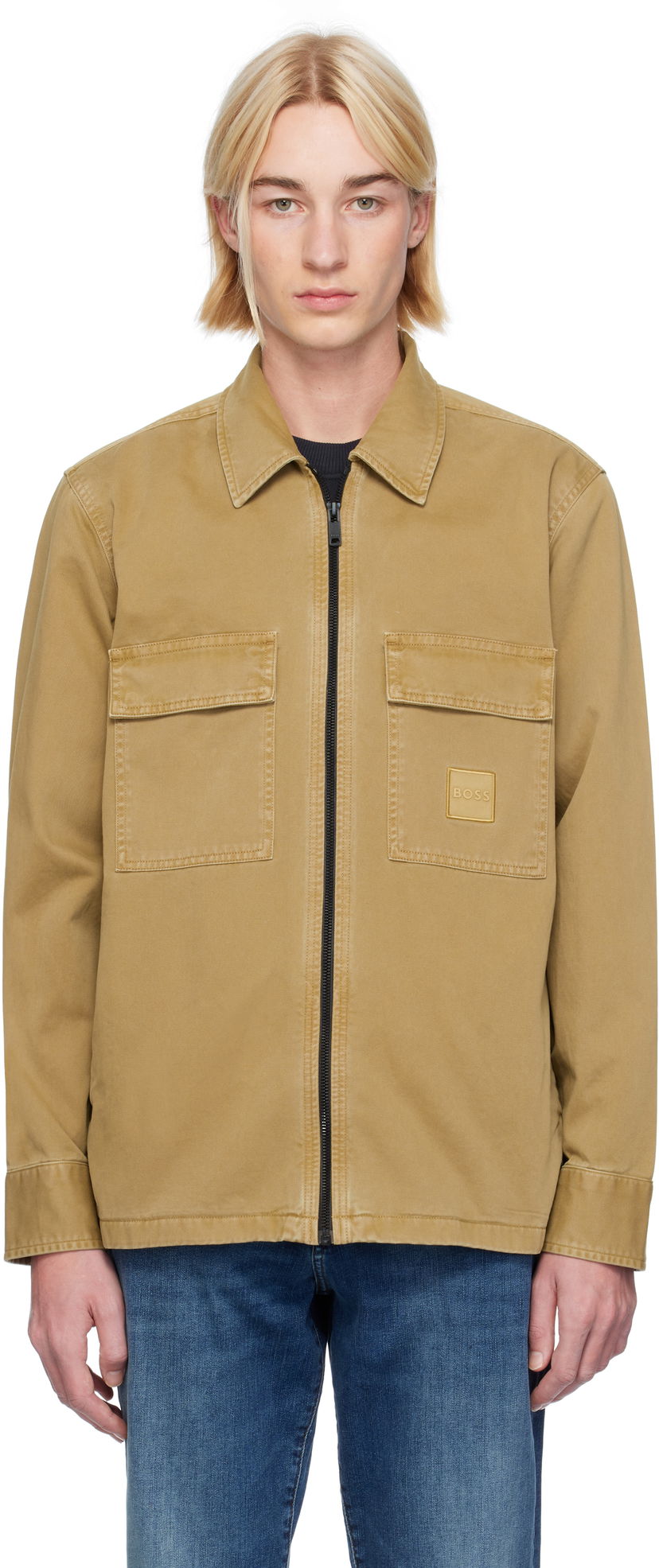 Paita BOSS Flap Pocket Overshirt Beige | 50530853