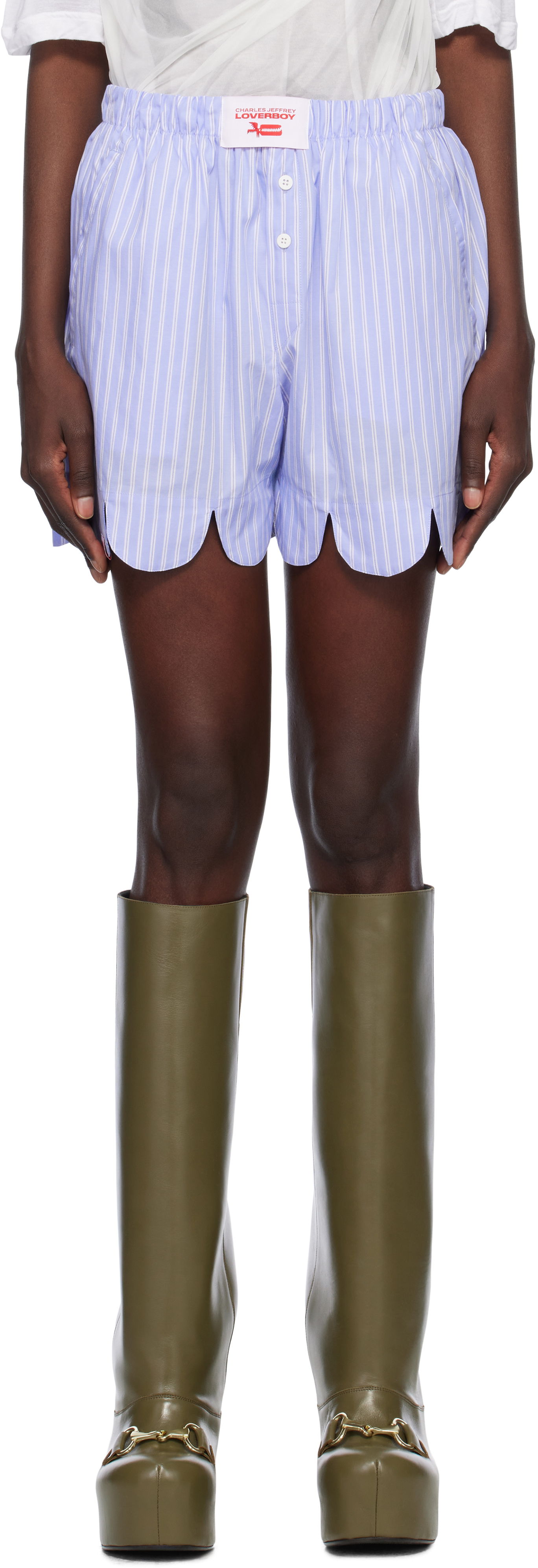 Nyrkkeilijät Charles Jeffrey Loverboy Charles Jeffrey LOVERBOY Scalloped Boxer Shorts Sininen | 54030402, 0