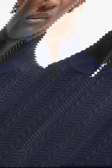 Villapaita A.P.C. A.P.C. Pull Theo Half Zip Sweater Tummansininen | WVBCZ.H23416, 3