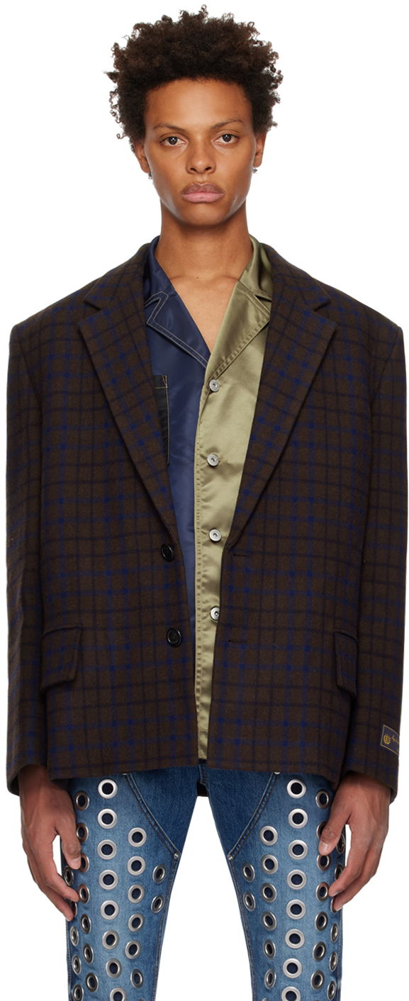 Takki We11done Check Blazer Ruskea | WD-JK3-22-102-M-BR