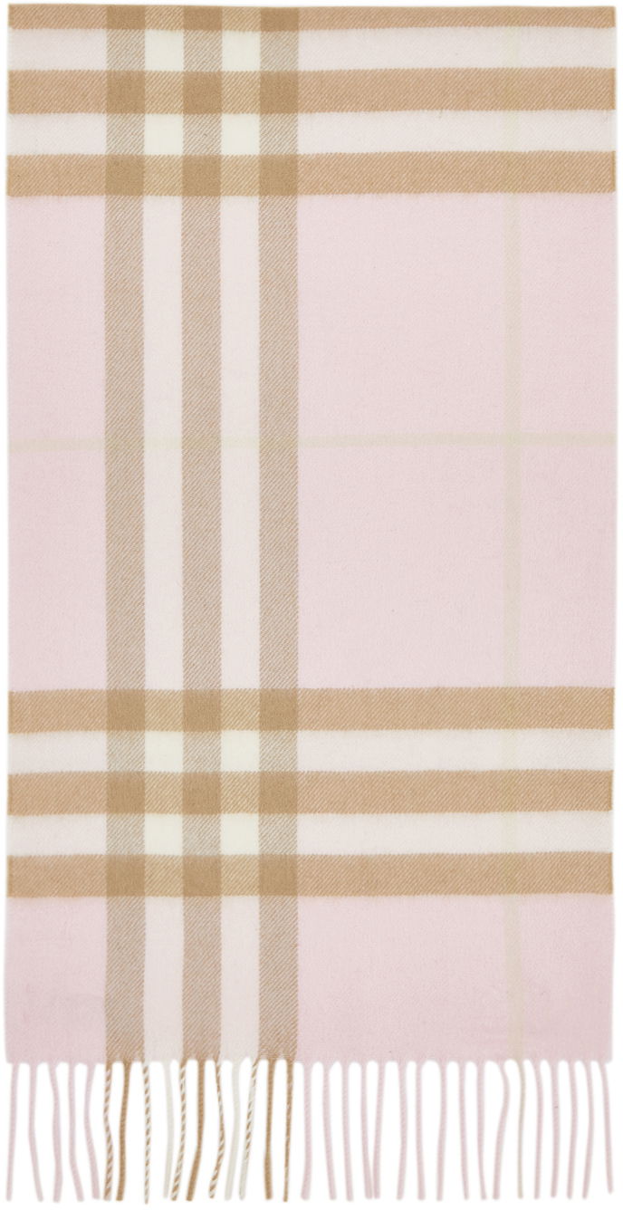 Huivi Burberry Off-White Cashmere Giant Check Scarf Vaaleanpunainen | 8016396