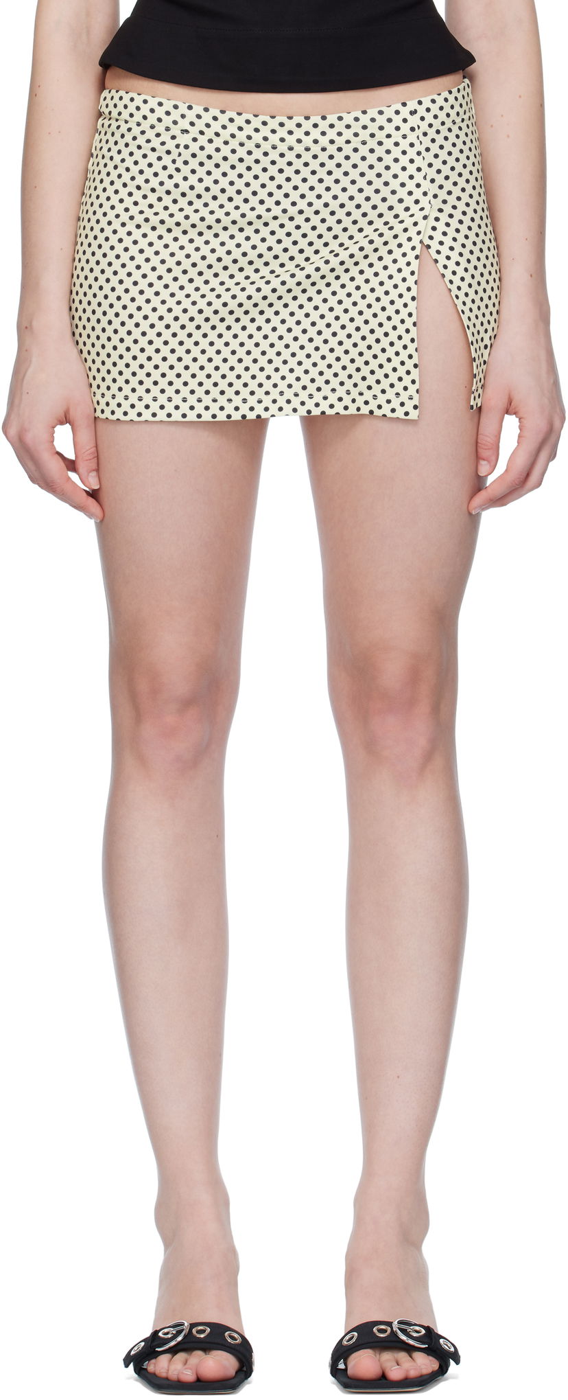 Hame Miaou Miaou Micro Miniskirt with Polka Dots Keltainen | 4012VISBNP
