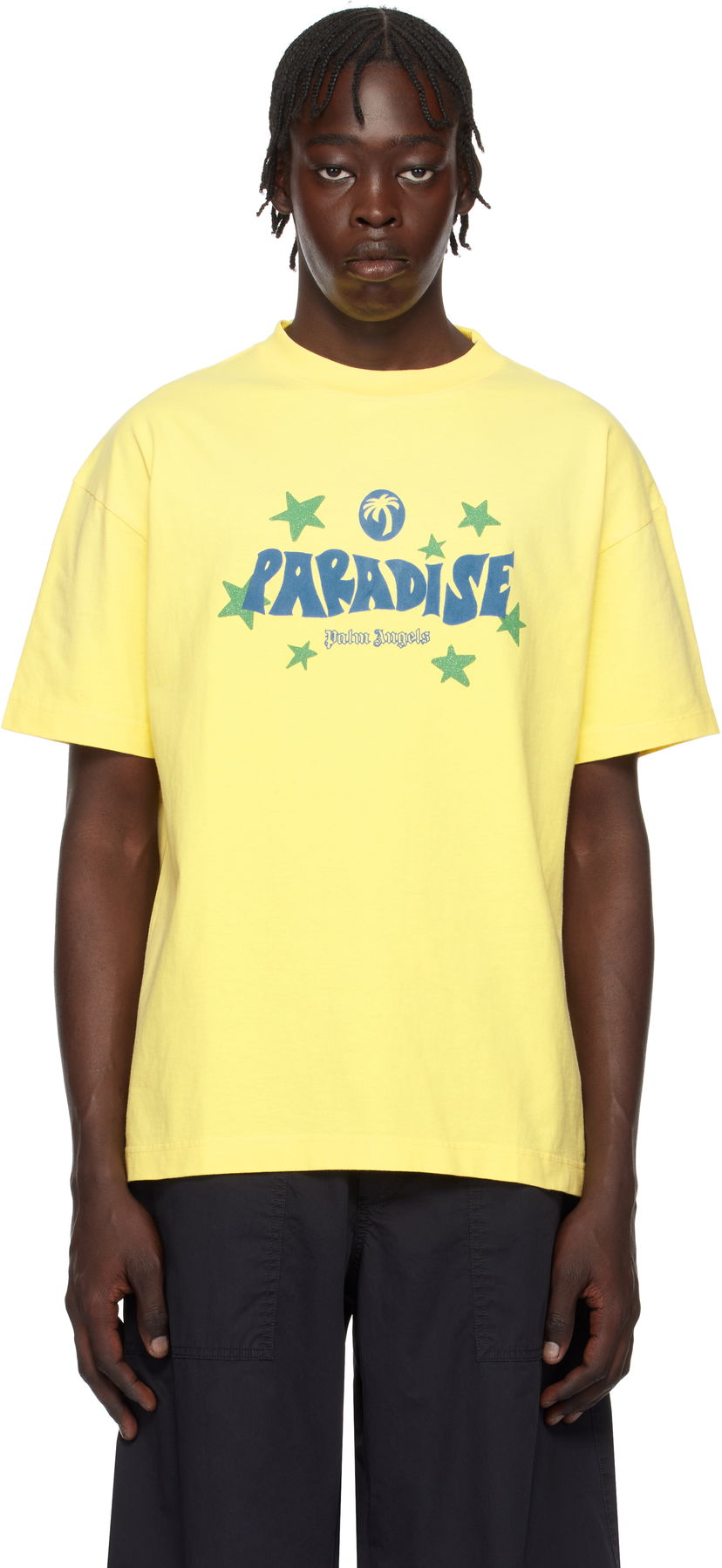 T-paita Palm Angels Paradise Palm Graphic T-Shirt Keltainen | PMAA001S25JER0011845