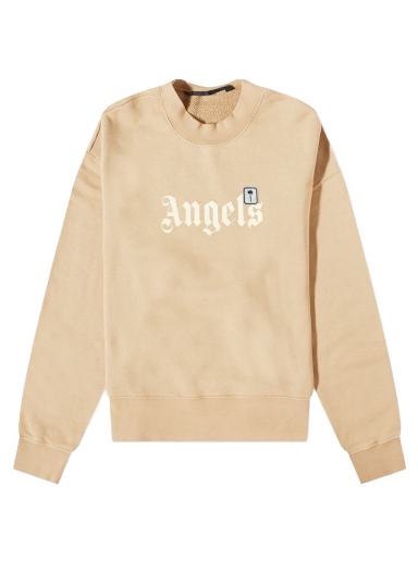 Villapaita Palm Angels Angels Patch Logo Crewneck Beige | PMBA026F22FLE0046410