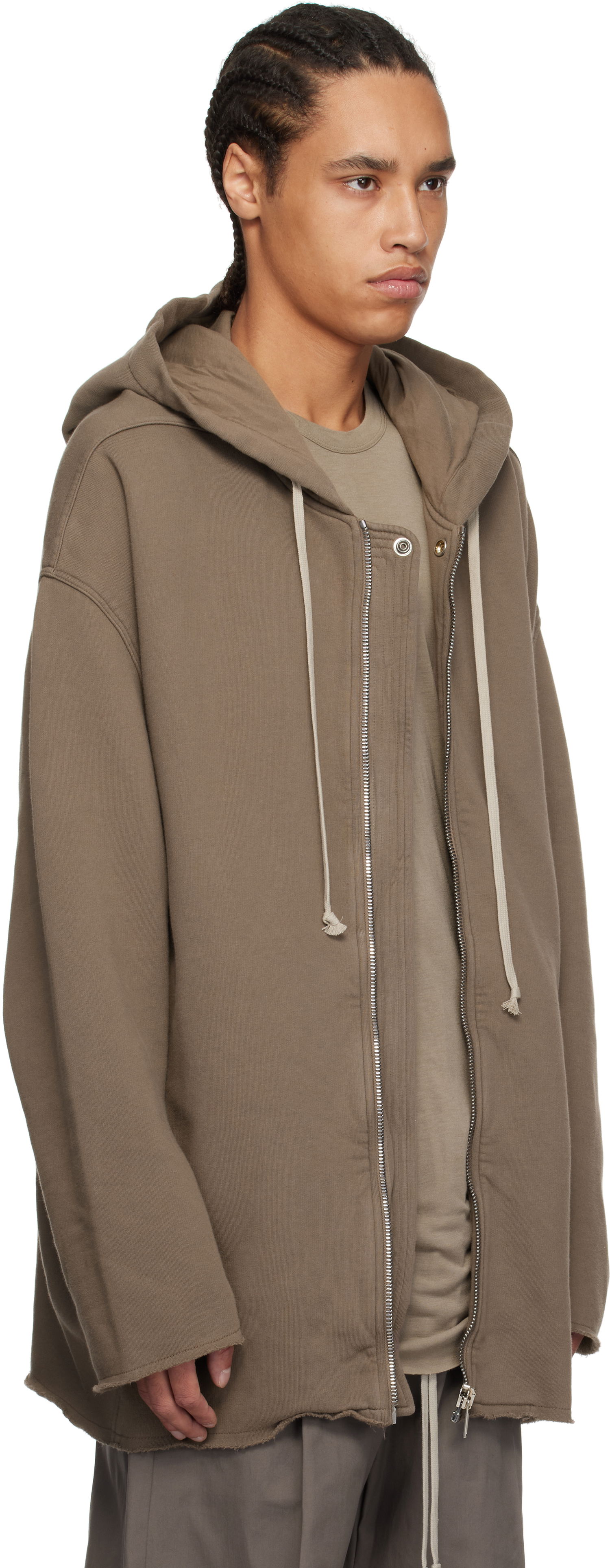 Huppari Rick Owens Rick Owens DRKSHDW Hollywood Peter Zip-Up Hoodie Ruskea | DU01E3289 F, 1