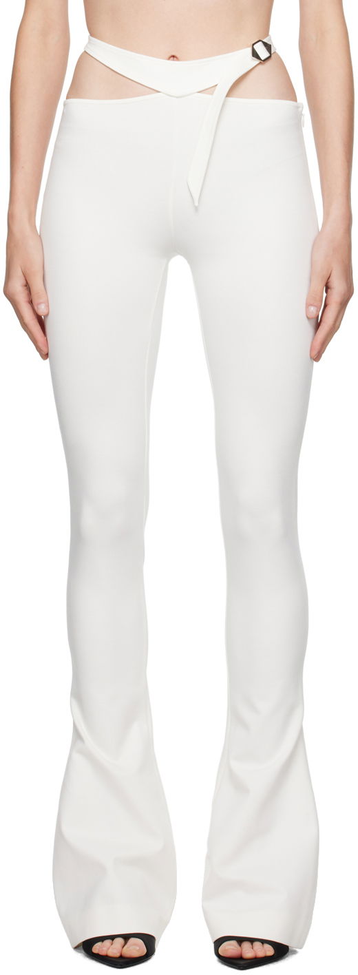 Housut The Attico Attico Pin-Buckle Flare Pants Valkoinen | 241WCP166 RY02