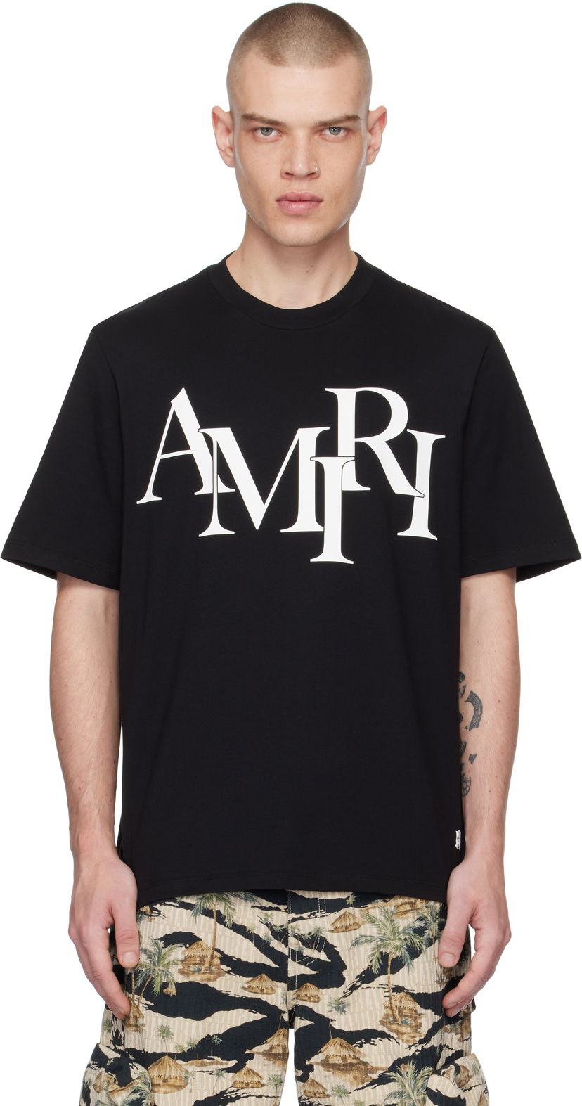 T-paita AMIRI Staggered Logo T-Shirt Musta | AMJYTE1149
