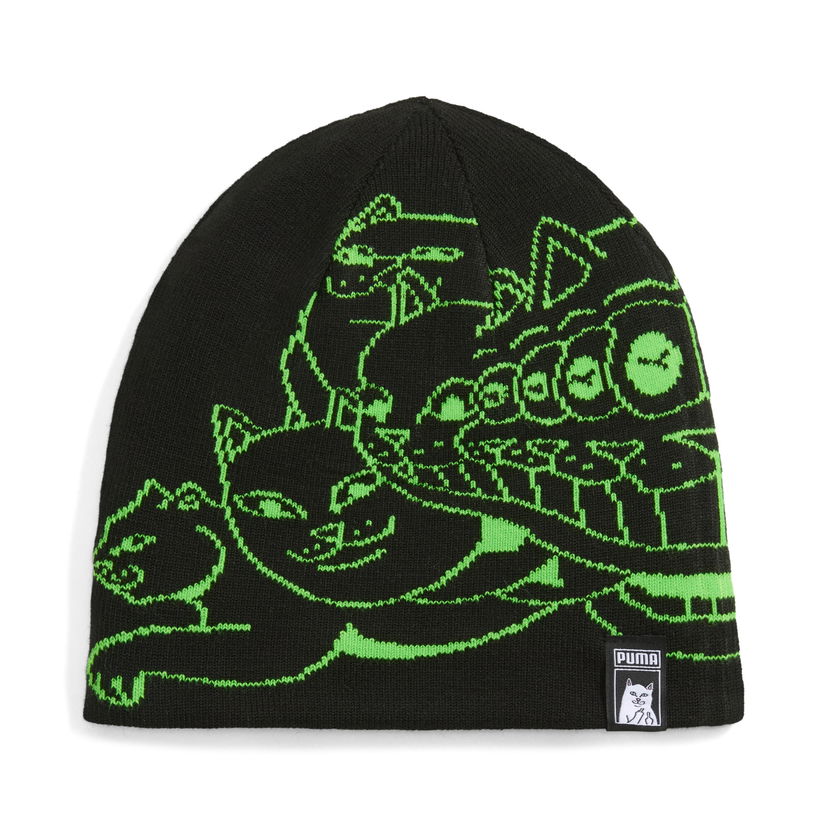Pipo Puma PUMA x RIPNDIP Knitted Beanie with Graphic Print Musta | 026596_01