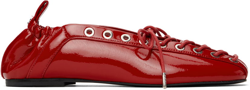 Vaatteet GANNI GANNI Lace-Up Ballerina Flats Punainen | S3087