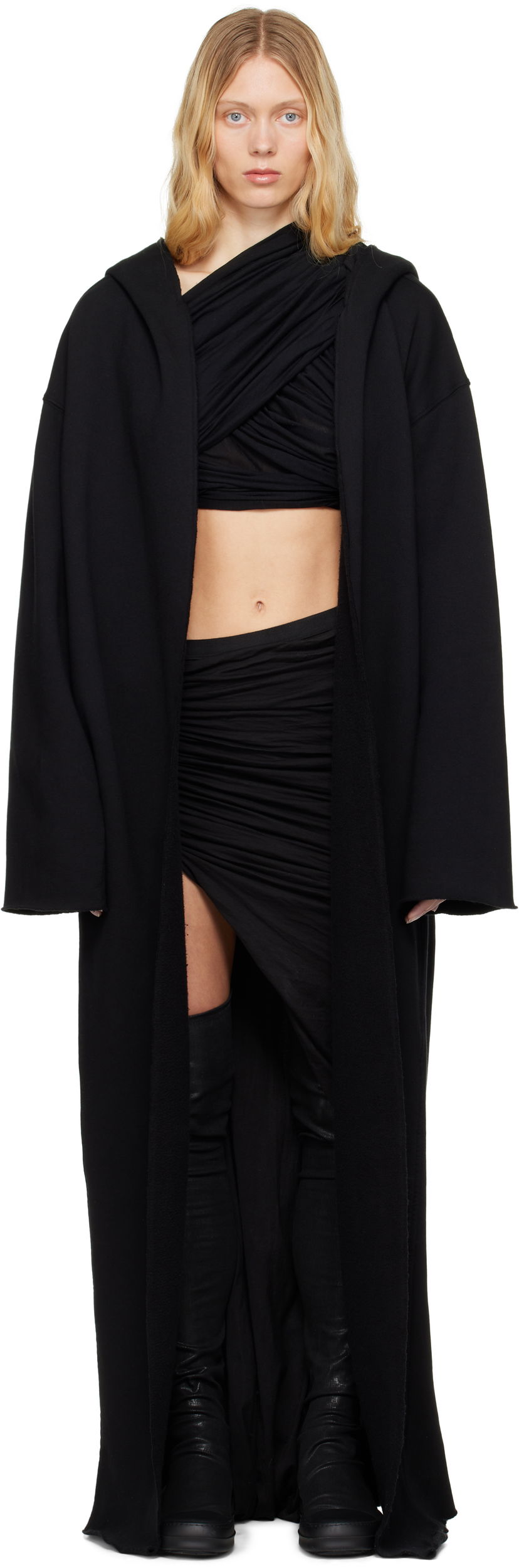 Huppari Rick Owens Rick Owens DRKSHDW Hollywood Dragging Peter Hoodie Musta | DS01E3248 F