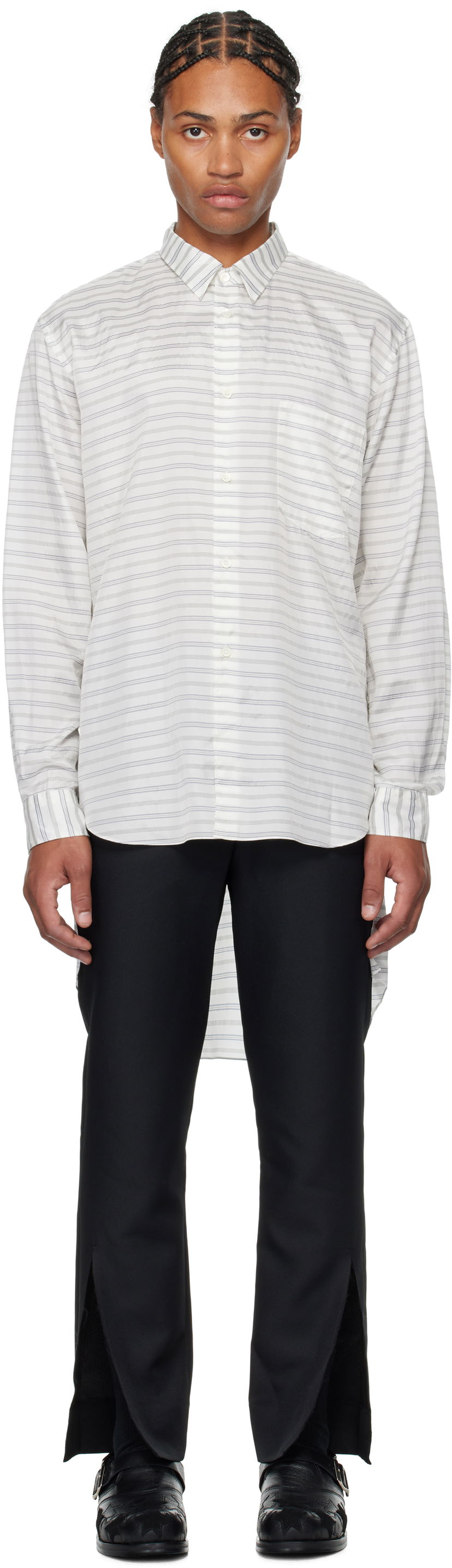 Paita Comme des Garçons Shirt Horizontal Stripe Valkoinen | PN-B002-051