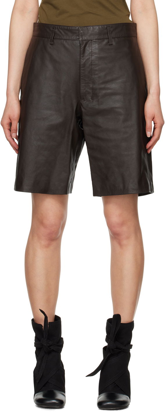 Shortsit LEMAIRE Lemaire Lined Leather Shorts Ruskea | PA1109 LL0068