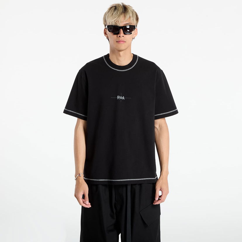 T-paita ROA ROA Info Stitch Organic T-Shirt Musta | RBMW0545JY58 BLK0001