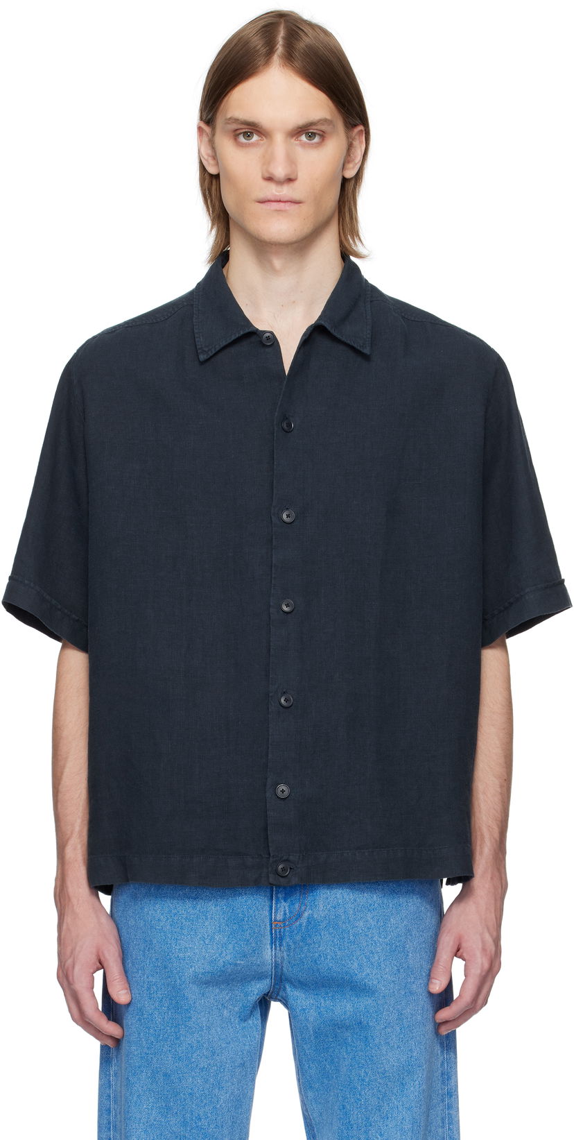 Paita BOSS BOSS Linen Resort Shirt Tummansininen | 50538880