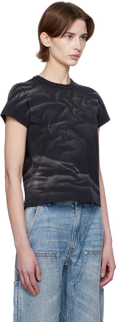 T-paita Alexander Wang Alexander Wang Distressed Logo Shrunken T-Shirt Musta | 1CC1251990, 1